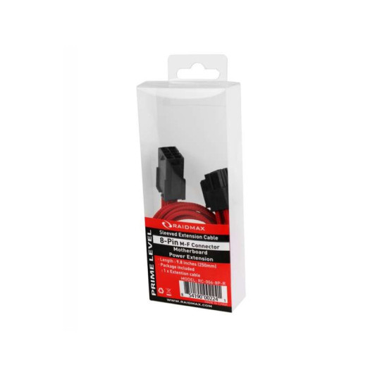 Raidmax Sleeved Extension Cables 8-PIN M/F Connector (Motherboard Power Ext) -RED - RC-006-8P-R